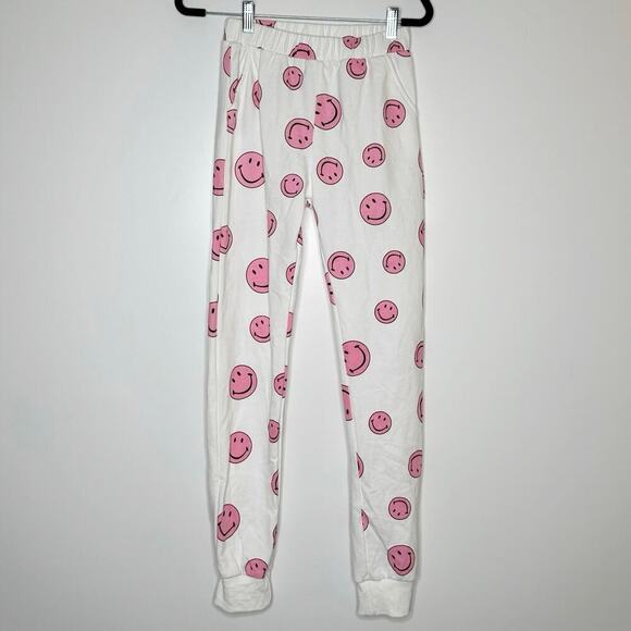 Lola + the Boys Emoji Smiley Face Sweatsuit Set Women's Pink White Size Small - Picture 4 of 8